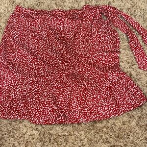 SHEIN Red and White Mini Skirt